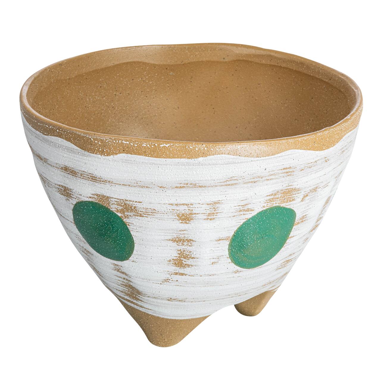 Hello Honey® 8" Multicolor Boho Stoneware Footed Planter with Painted Geometric Design